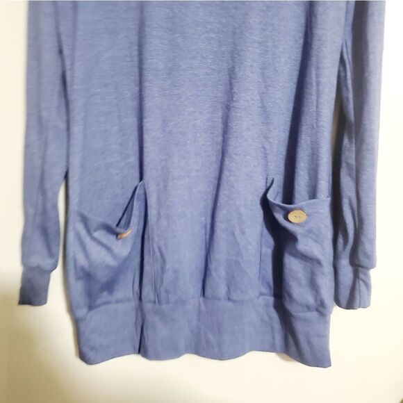 Lavaca VTG  Blue Cowl Neck Tunic Top Size Medium - Picture 4 of 10